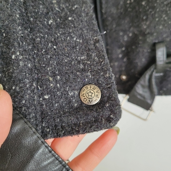 Ada Paris Vintage 1980s Fleck Wool Leather Bomber Jacket 9/10 Biker Glam Rock - Picture 16 of 17